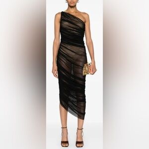 Norma Kamali Black One Shoulder Dress